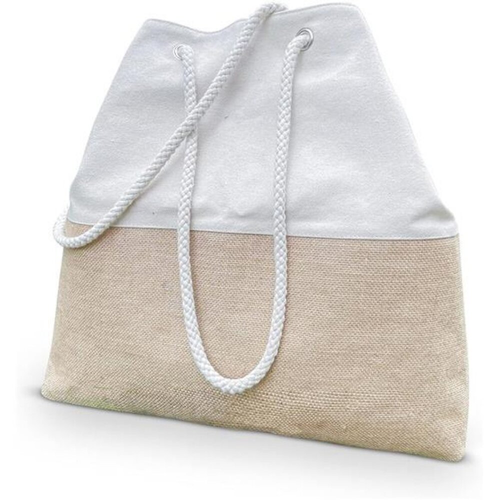 Large Jute Canvas Shoulder Beach Bag | Finely Woven Eco-friendly Canvas
